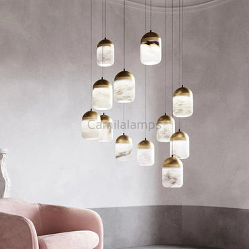 Alabaster Modern Staircases Pendant Chandelier - Camilalamps - Alaba - 808