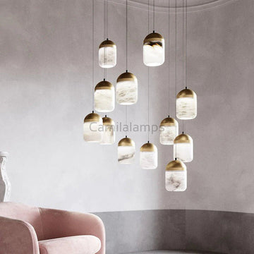 Alabaster Modern Staircases Pendant Chandelier - Camilalamps - alaba-1808