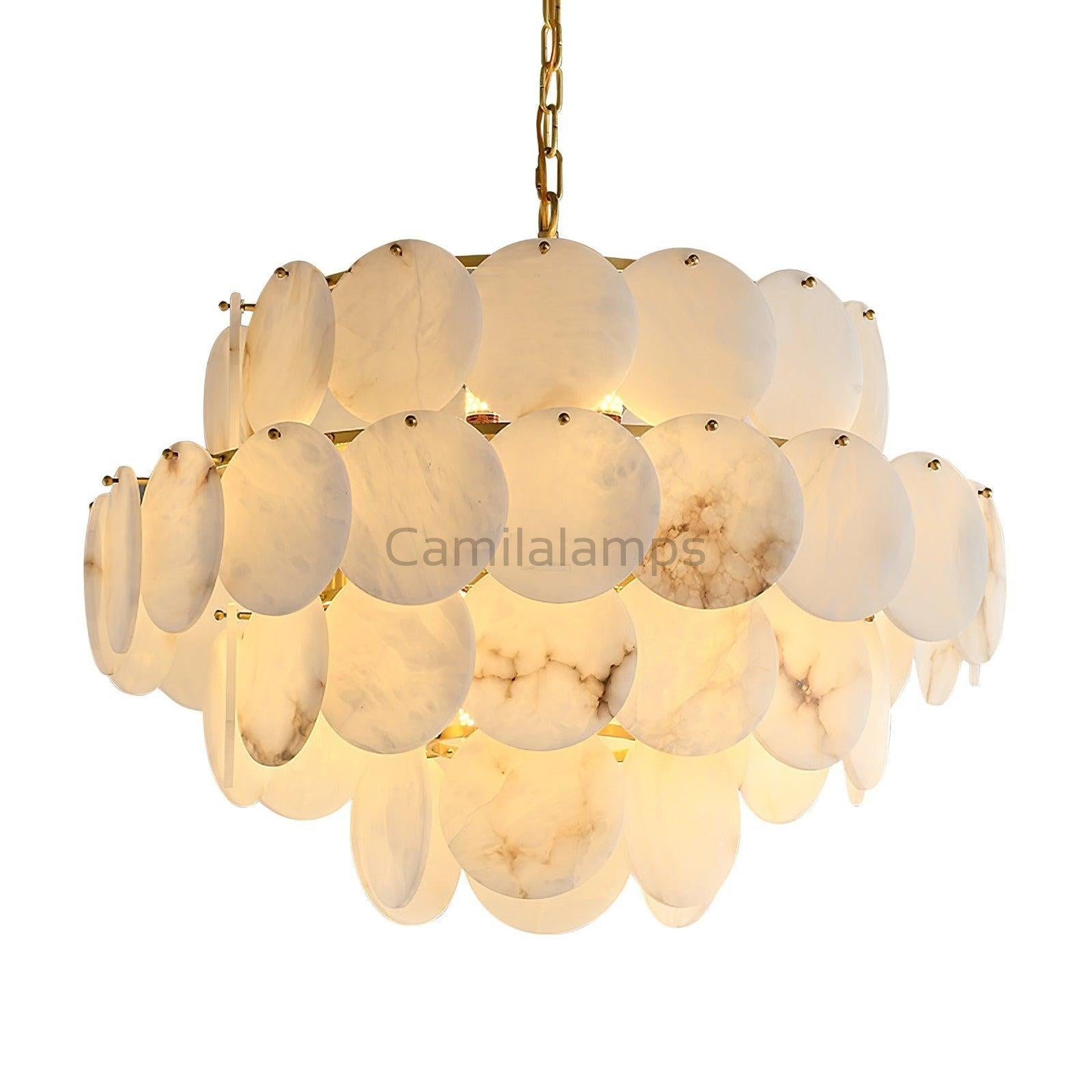 Alabaster Shell Brass Chandelier with 2/3/4/5/6 layer - Camilalamps - alaba-11723-16 lay-1Brass-16