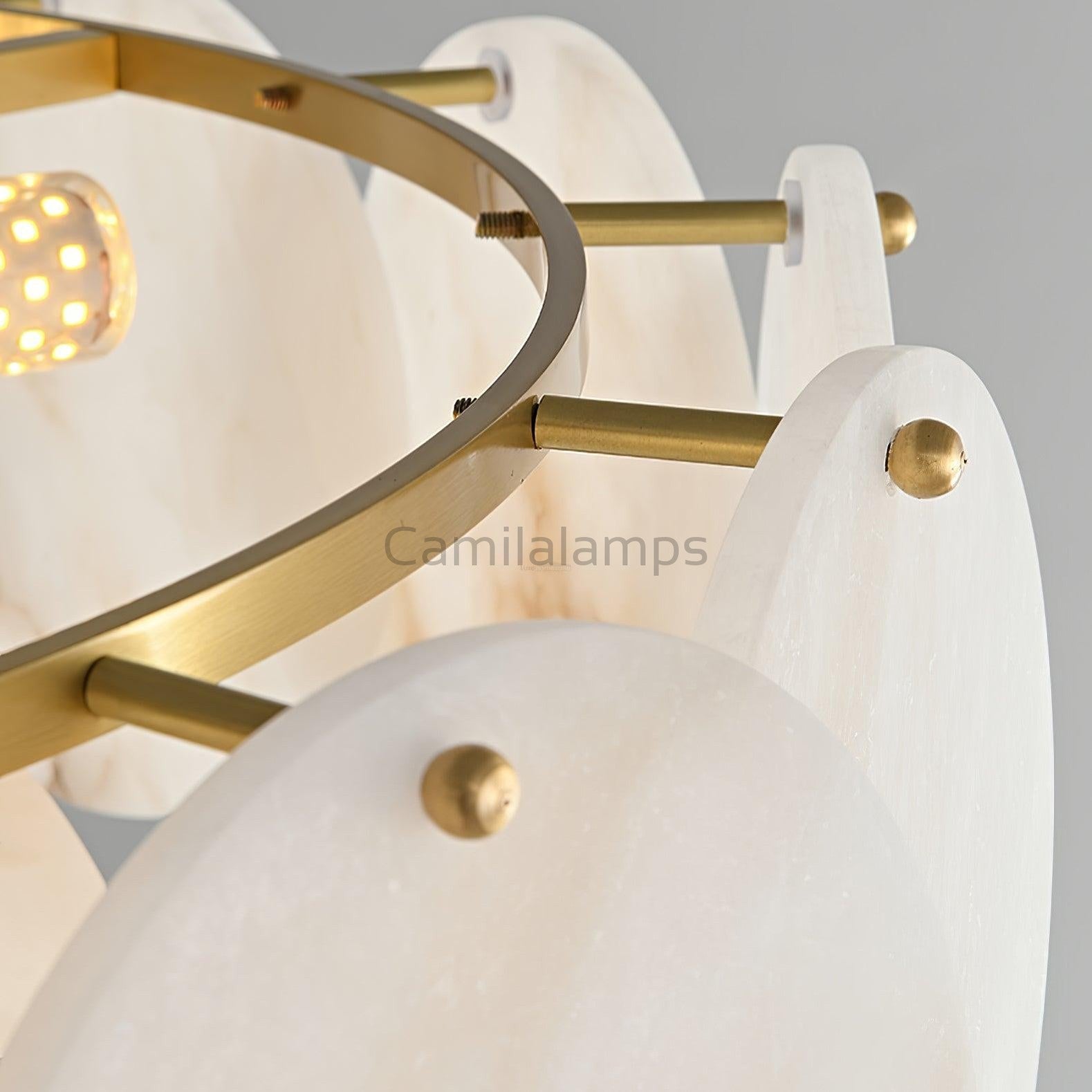 Alabaster Shell Brass Chandelier with 2/3/4/5/6 layer - Camilalamps - alaba-11723-16 lay-1Brass-16