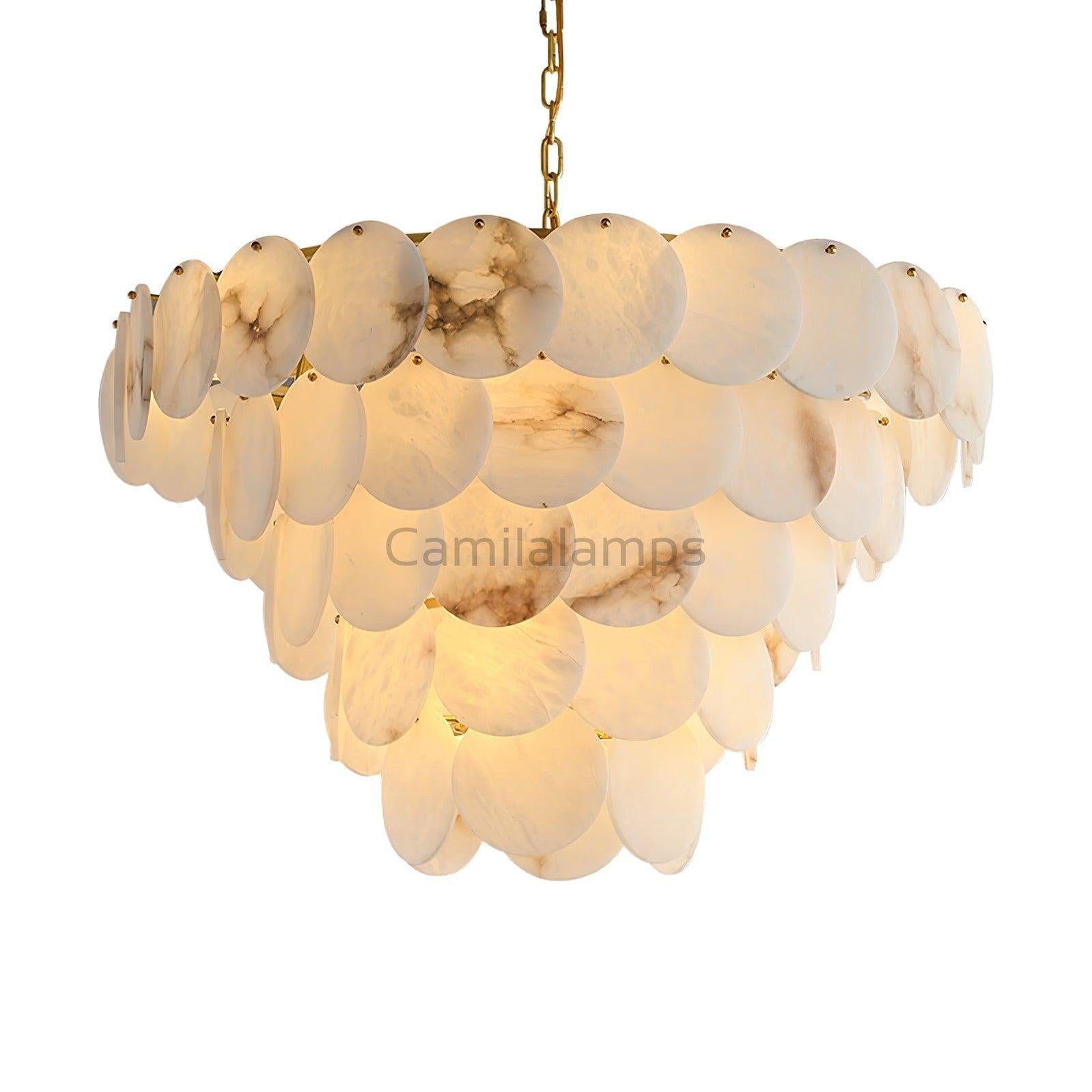 Alabaster Shell Brass Chandelier with 2/3/4/5/6 layer - Camilalamps - alaba-11723-15 lay-1Brass-15
