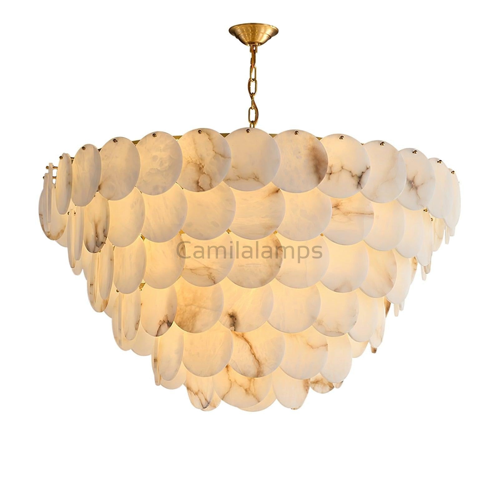 Alabaster Shell Brass Chandelier with 2/3/4/5/6 layer - Camilalamps - alaba-11723-16 lay-1Brass-16