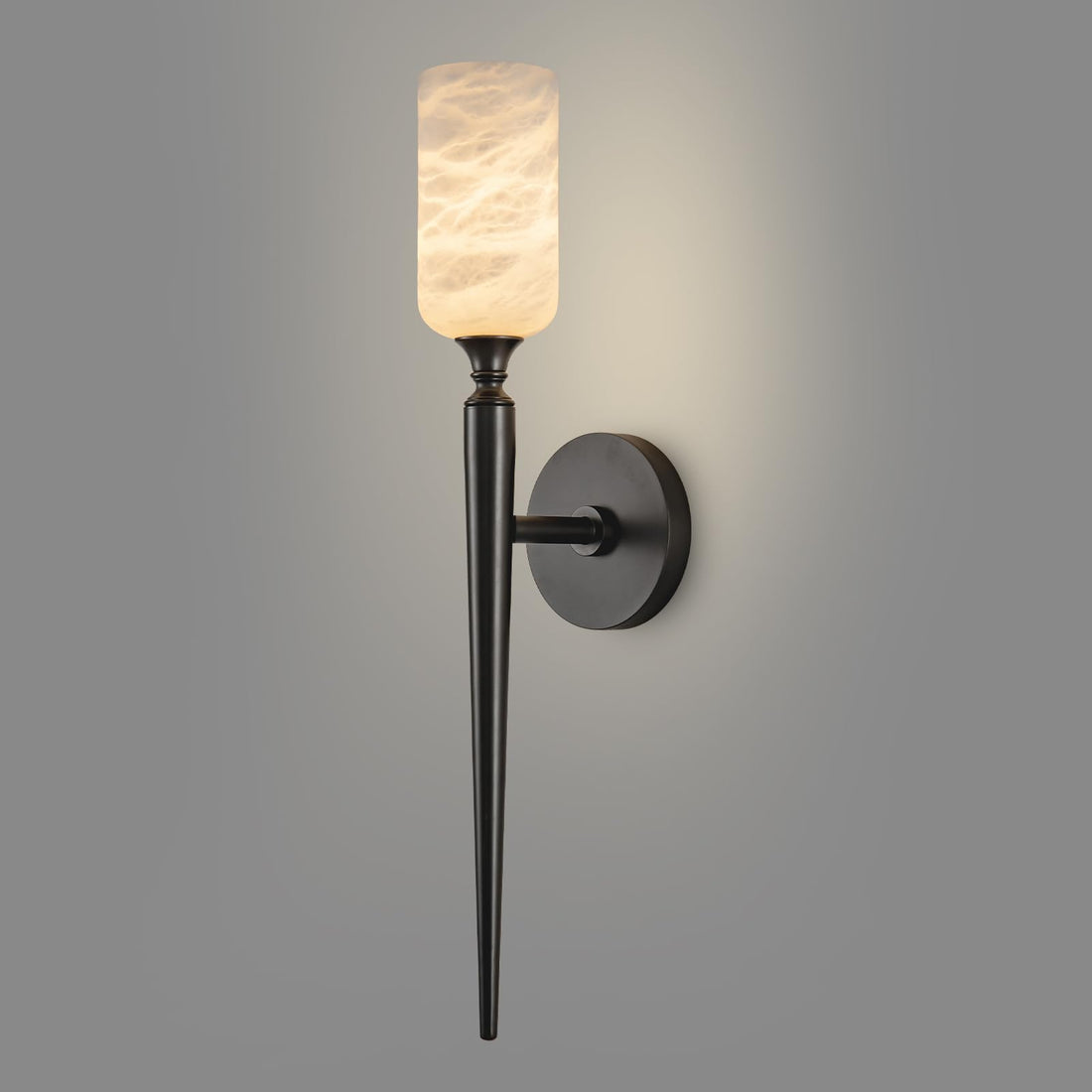 Alabaster Wall Sconce, 14in Modern Spanish Natural Marble Bathroom Vanity Sconces, Unique Indoor Brass Wall Lighting,Gold Fixtures Decor for Bedroom Living Room Staircases - Camilalamps - B0FDL18DJ7