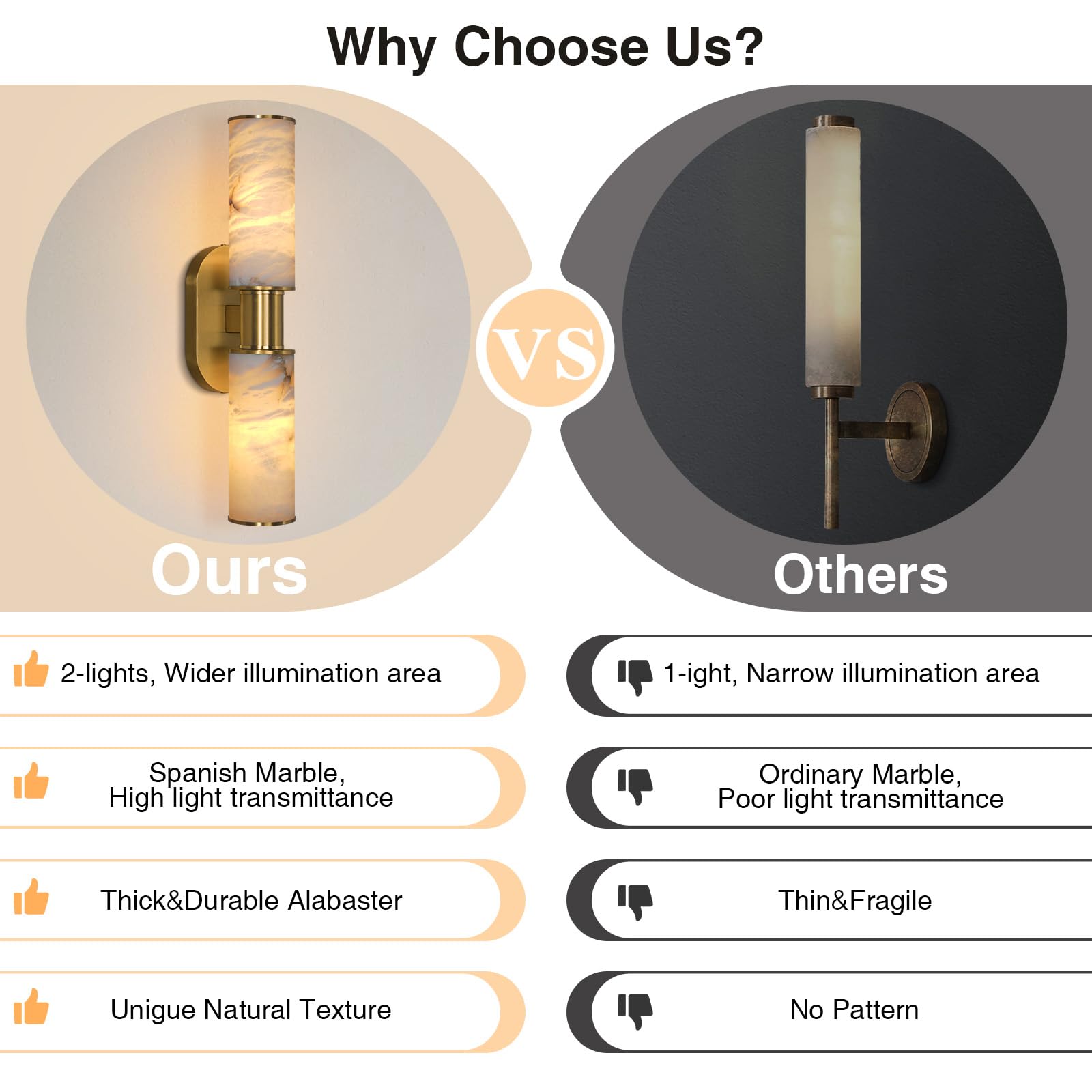 Alabaster Wall Sconce, 22" Brass Bathroom Wall Sconce, Modern Wall Lights Spanish Natural Marble Sconces Lamps for Bedroom, Living Room, Hallway, Stairs, Vanity, Indoor(Gold) - Camilalamps - B0FJDMNXXS