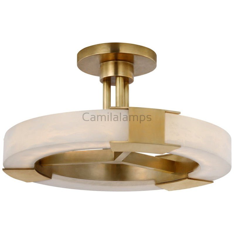 Alabaster Wearstler Covet Medium Ring Semi - Flush Mount - Camilalamps - Alaba - 1345 - Brass - 1