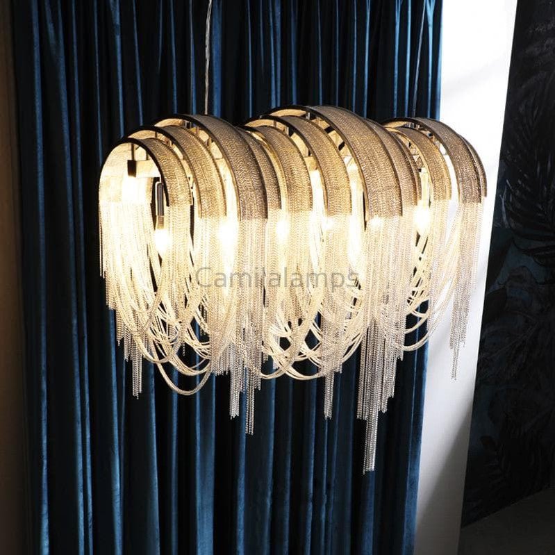 Alana Aluminum Chain Tassel Long Branch Chandelier Light 35" - Camilalamps - BU5134 - 0979