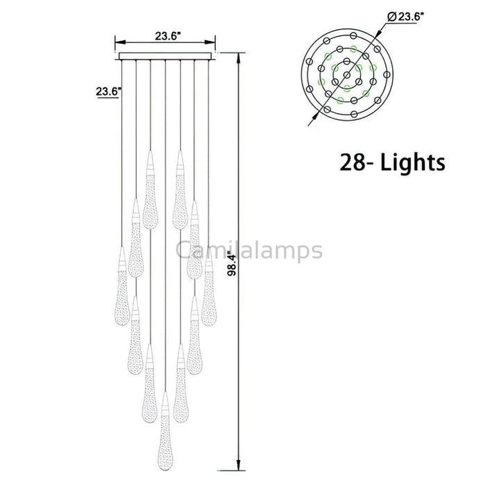 Allure Multi - LED Glass Staircase Chandelier 49 Lights - Camilalamps - CA - MLGSC - 7