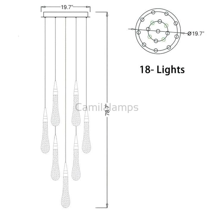 Allure Multi - LED Glass Staircase Chandelier - Camilalamps - Ca-1CLGSC-14