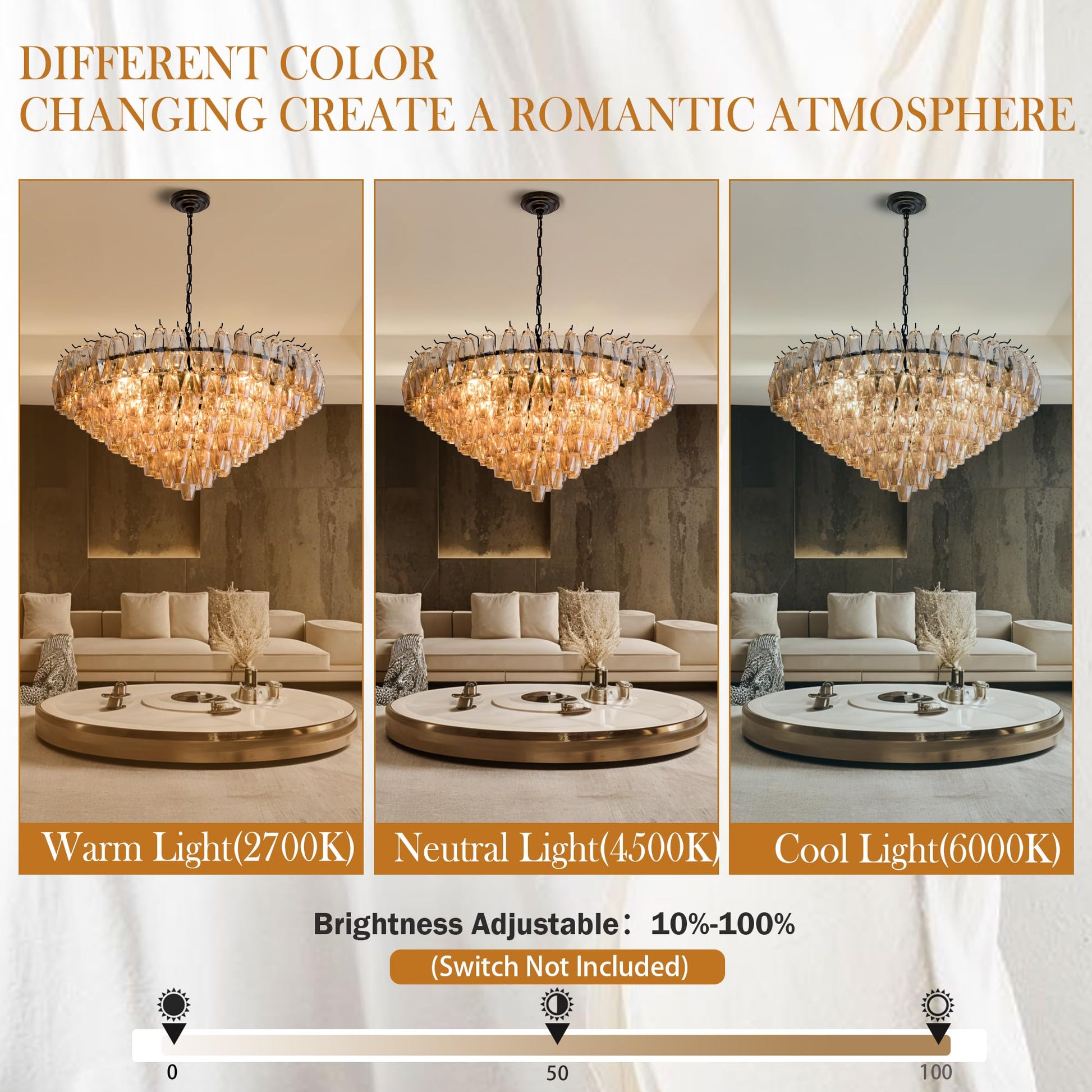 Amber Ceiling Light, 17" Modern Crystal Glass Chandelier for Bedroom, 3 - Light Round Flush Mount Ceiling Ligh for Living Room, Bathroom, Hallway, Entryway – Elegant Warm Lighting Fixture - Camilalamps - B0DQLDBCMH