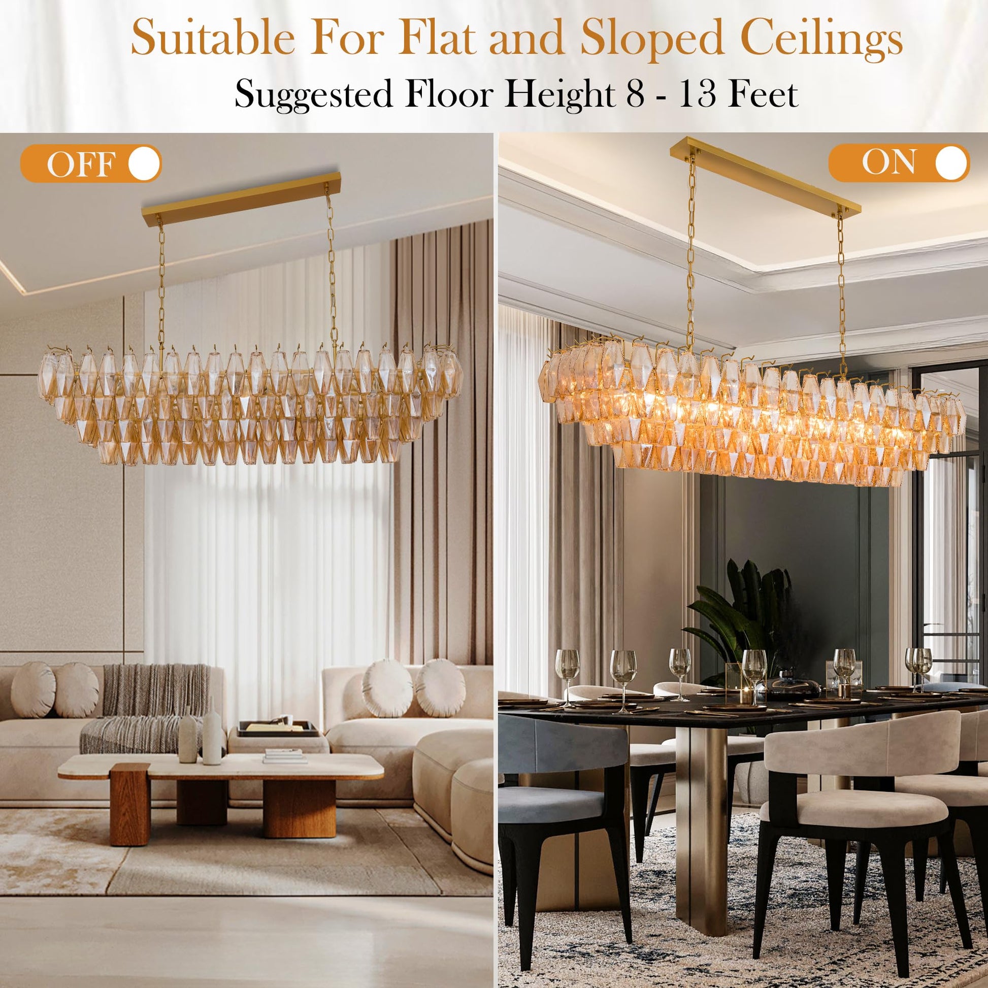 Amber Ceiling Light, 17" Modern Crystal Glass Chandelier for Bedroom, 3 - Light Round Flush Mount Ceiling Ligh for Living Room, Bathroom, Hallway, Entryway – Elegant Warm Lighting Fixture - Camilalamps - B0DQLDBCMH