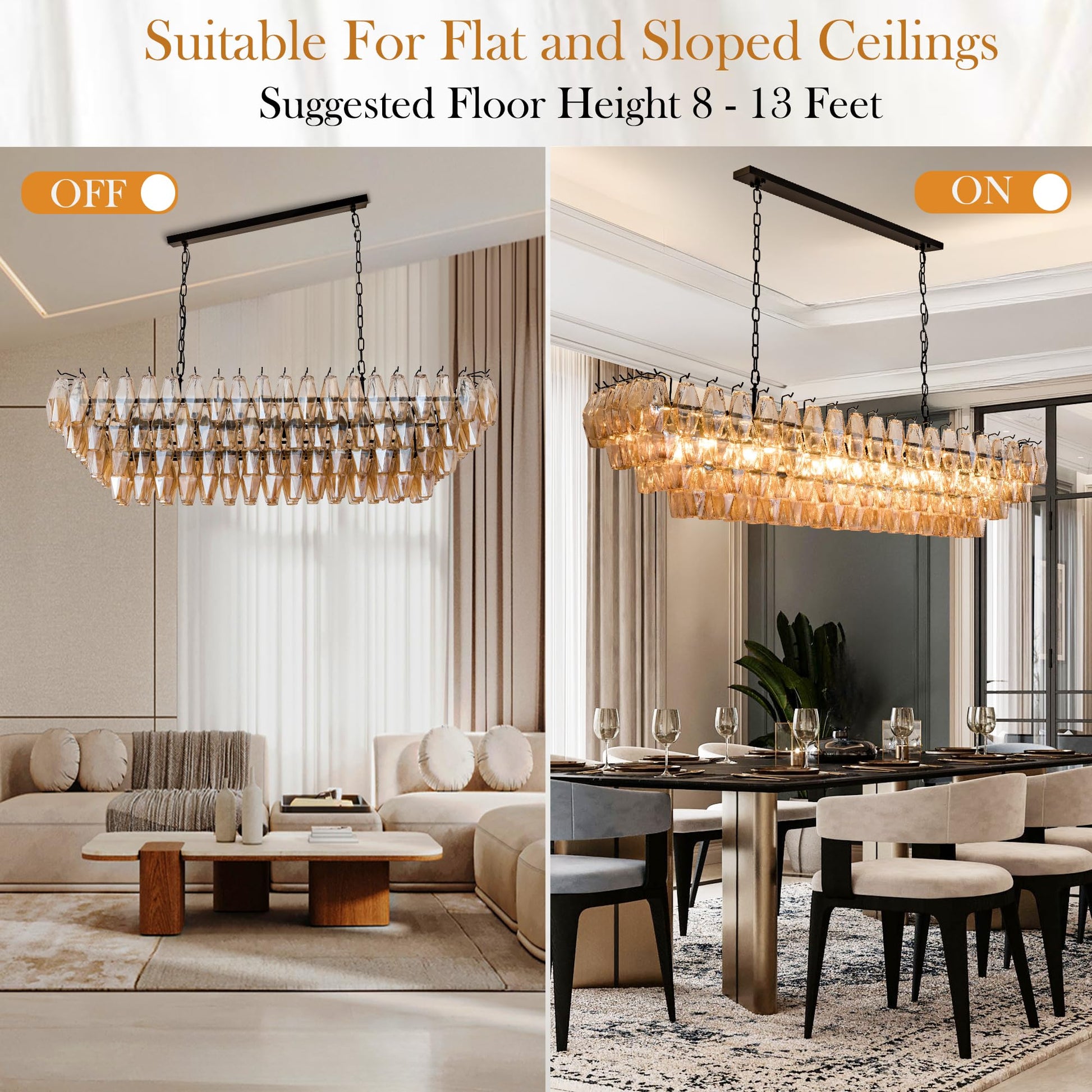 Amber Ceiling Light, 17" Modern Crystal Glass Chandelier for Bedroom, 3 - Light Round Flush Mount Ceiling Ligh for Living Room, Bathroom, Hallway, Entryway – Elegant Warm Lighting Fixture - Camilalamps - B0DQLDBCMH