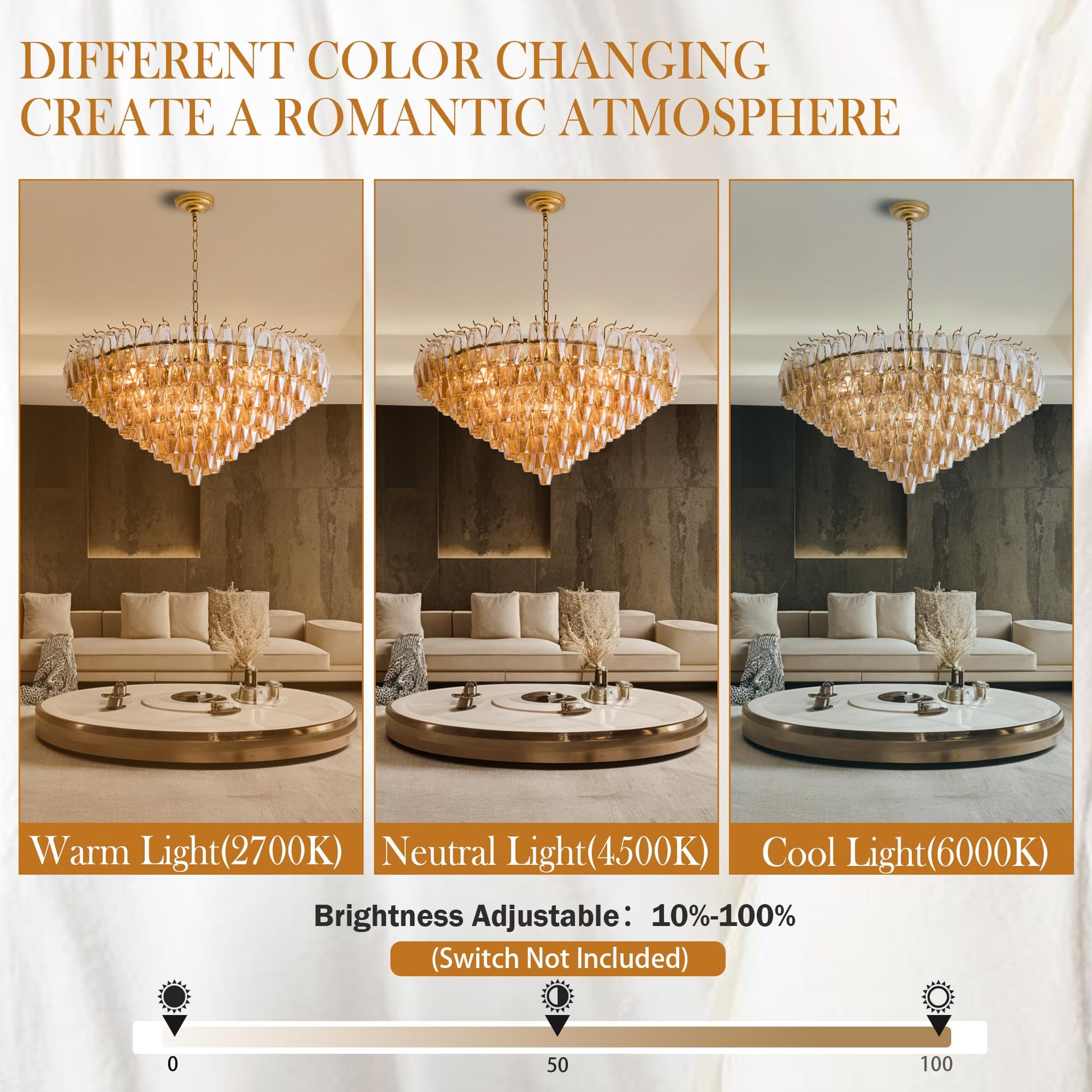 Amber Ceiling Light, 17" Modern Crystal Glass Chandelier for Bedroom, 3 - Light Round Flush Mount Ceiling Ligh for Living Room, Bathroom, Hallway, Entryway – Elegant Warm Lighting Fixture - Camilalamps - B0DQLDBCMH