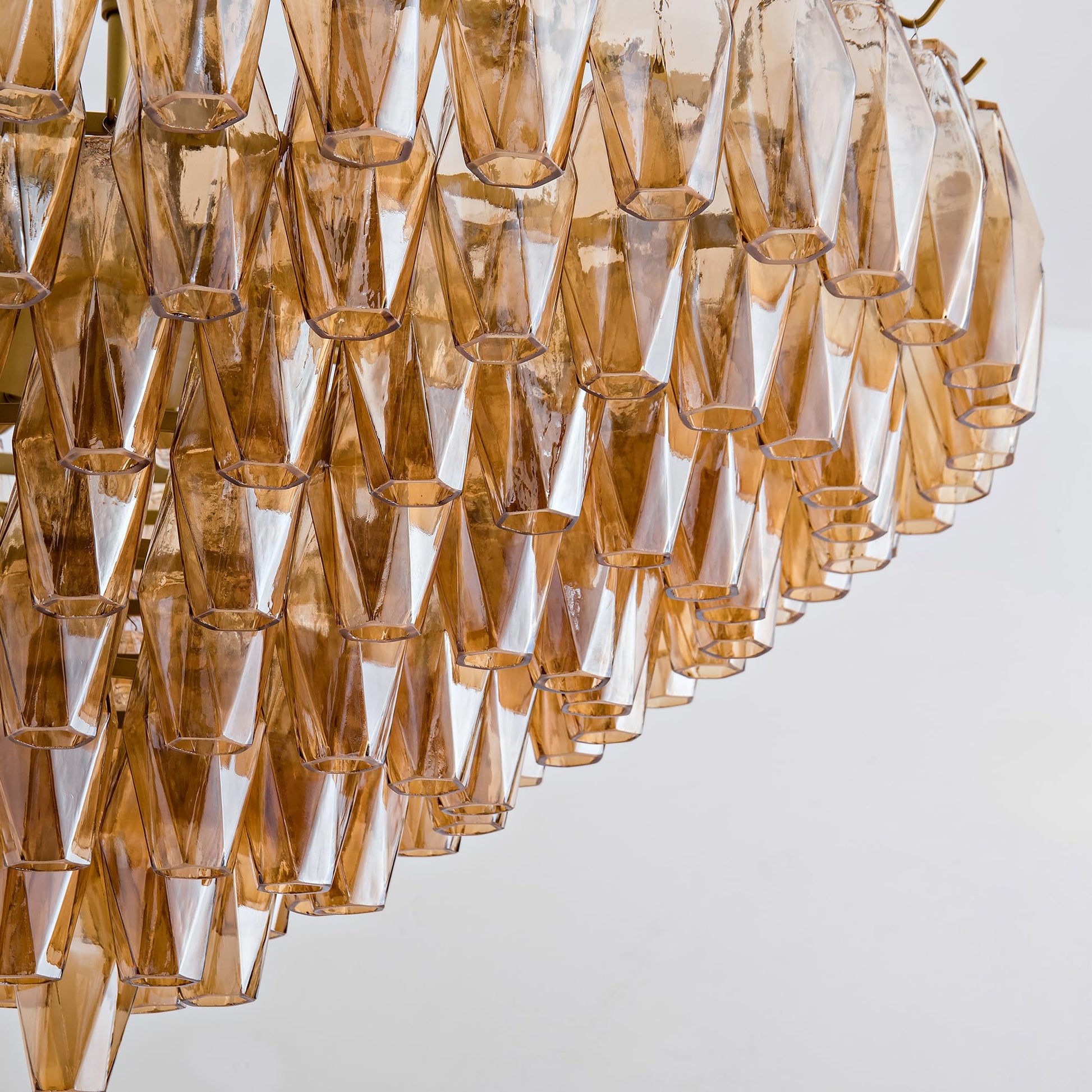 Amber Ceiling Light, 17" Modern Crystal Glass Chandelier for Bedroom, 3 - Light Round Flush Mount Ceiling Ligh for Living Room, Bathroom, Hallway, Entryway – Elegant Warm Lighting Fixture - Camilalamps - B0DQLDBCMH