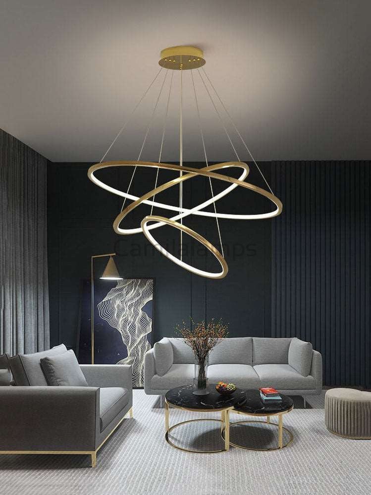 Amina Gold Multi Rings Chandelier for Lobby Villa - Camilalamps - Ca-1a-1239