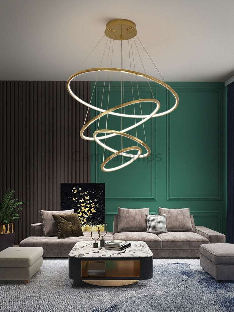 Amina Gold Multi Rings Chandelier for Lobby Villa - Camilalamps - CA - A - 239