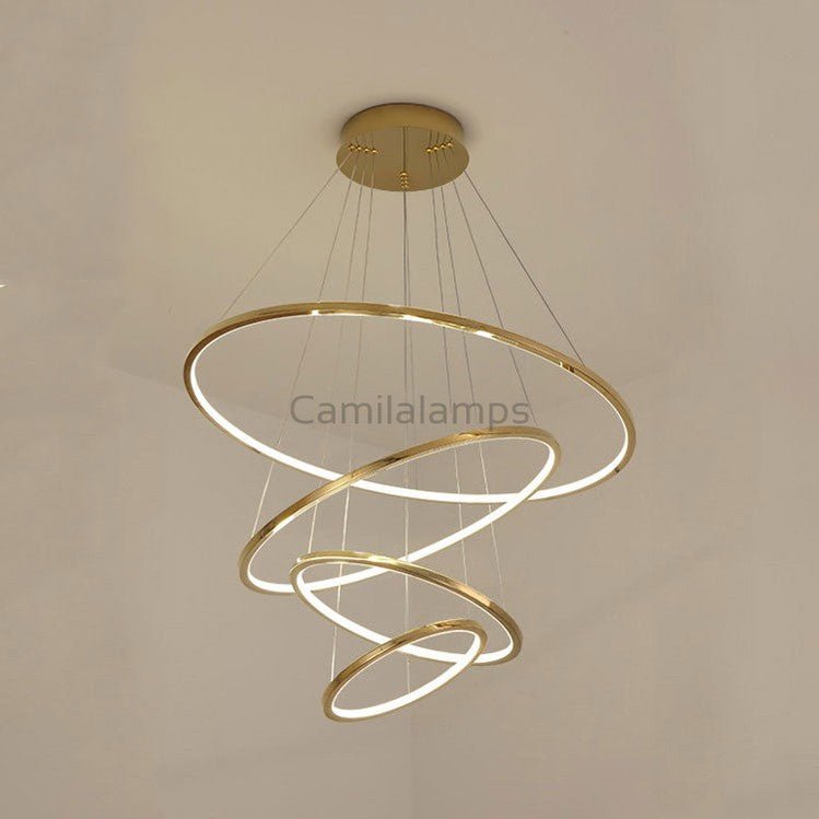Amina Gold Multi Rings Chandelier for Lobby Villa - Camilalamps - CA - A - 236