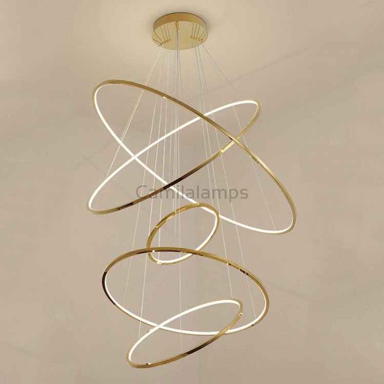 Amina Gold Multi Rings Chandelier for Lobby Villa - Camilalamps - Ca-1a-1237