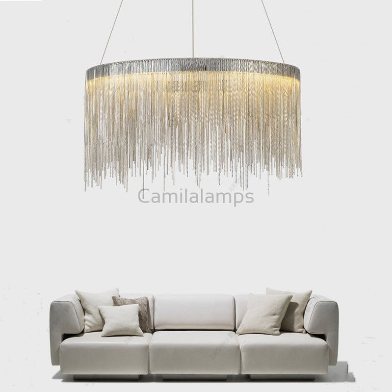Angelina Aluminum Chain Tassel Round Chandelier - Camilalamps - Ca-1a-1035