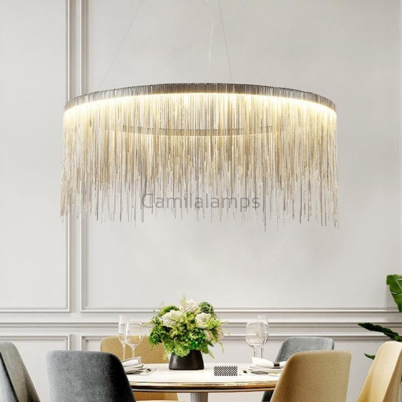 Angelina Aluminum Chain Tassel Round Chandelier - Camilalamps - Ca-1a-1036