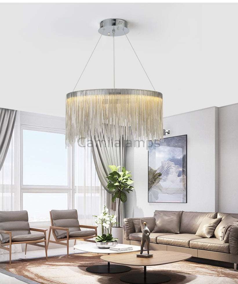 Angelina Aluminum Chain Tassel Round Chandelier - Camilalamps - Ca-1a-1036