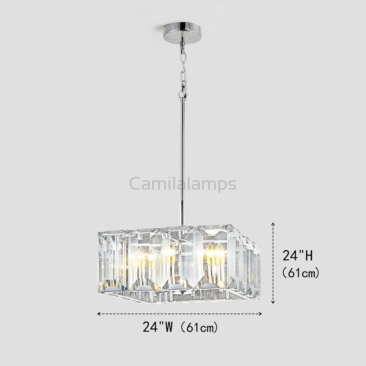 Apricity Crystal Square Chandelier 24" - Camilalamps - CA - LI2024 - C5834