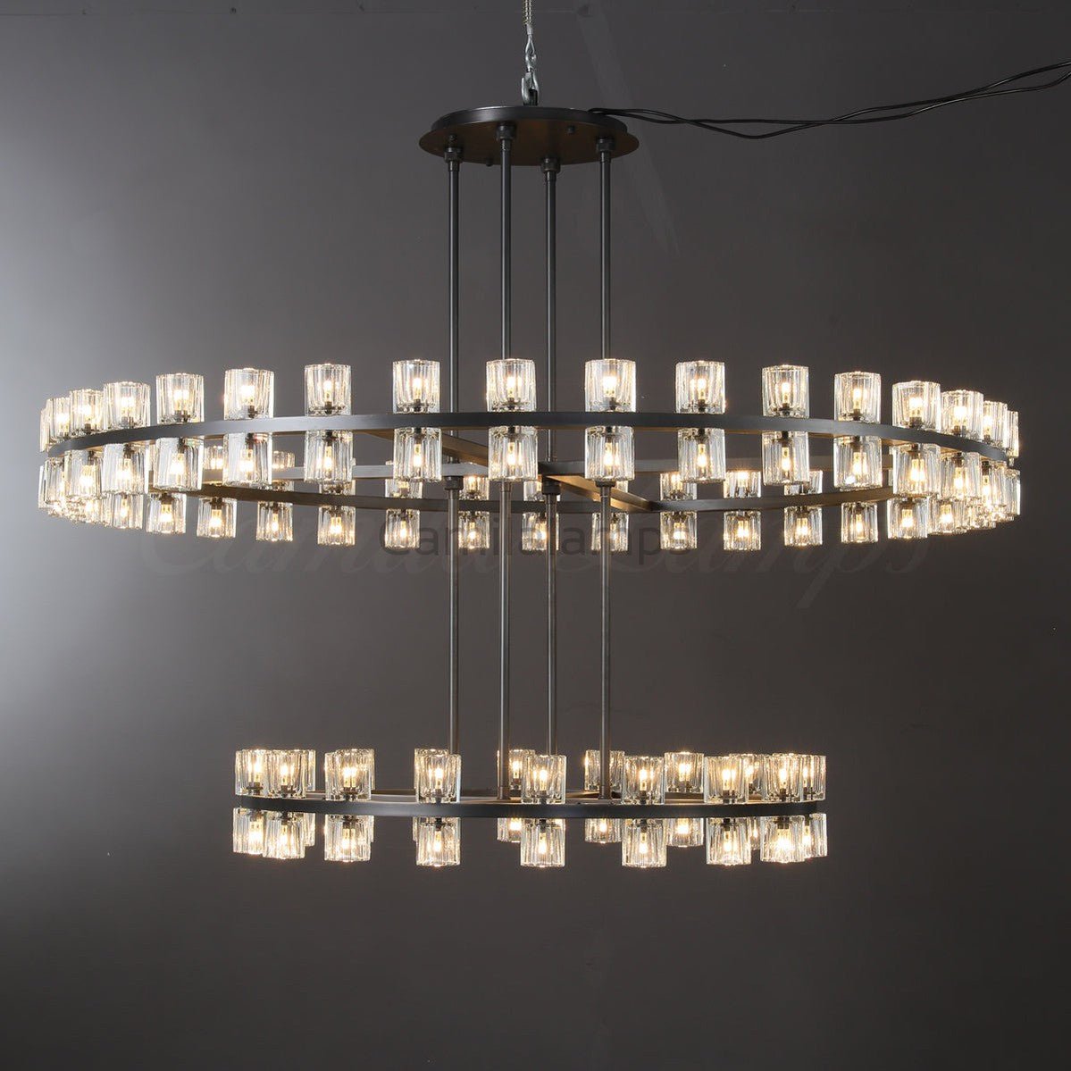 Arcachen Crystal Modern Round Two - Tier Chandelier 60" - Camilalamps - CAM1133