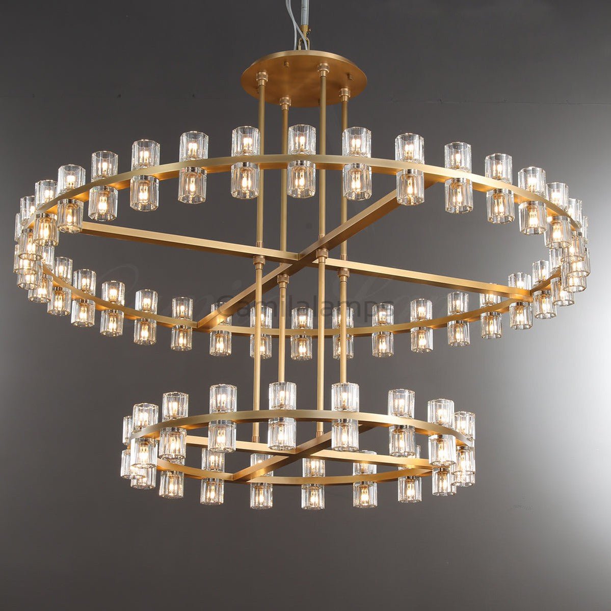 Arcachen Crystal Modern Round Two - Tier Chandelier 60" - Camilalamps - CAM1133