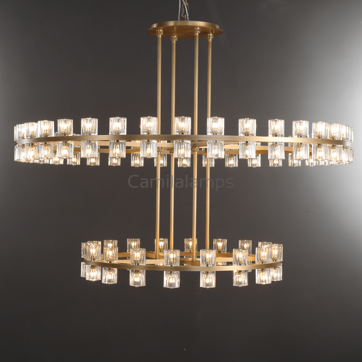 Arcachen Crystal Modern Round Two - Tier Chandelier 60" - Camilalamps - CAM1132