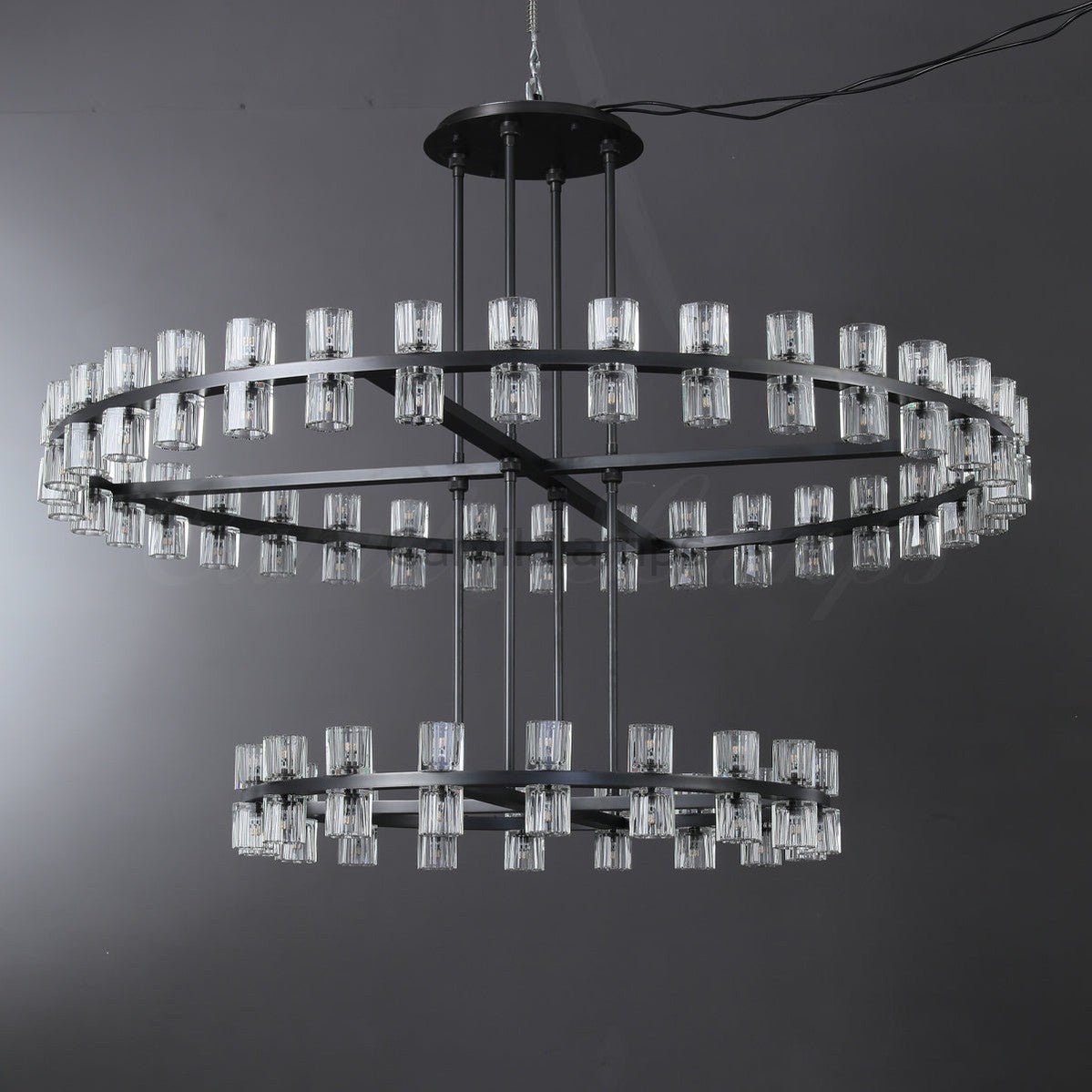 Arcachen Crystal Modern Round Two - Tier Chandelier 60" - Camilalamps - CAM1132