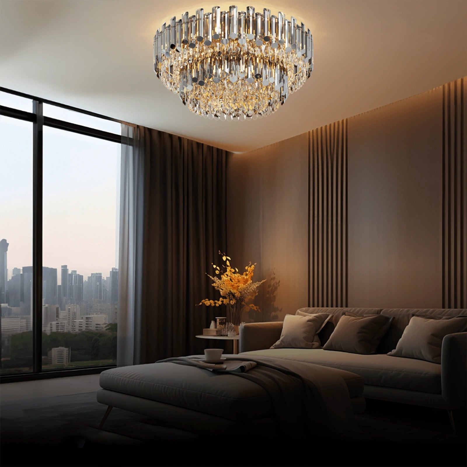 Arina Luxury Round Crystal Chandelier 31" - Camilalamps - MM - 1