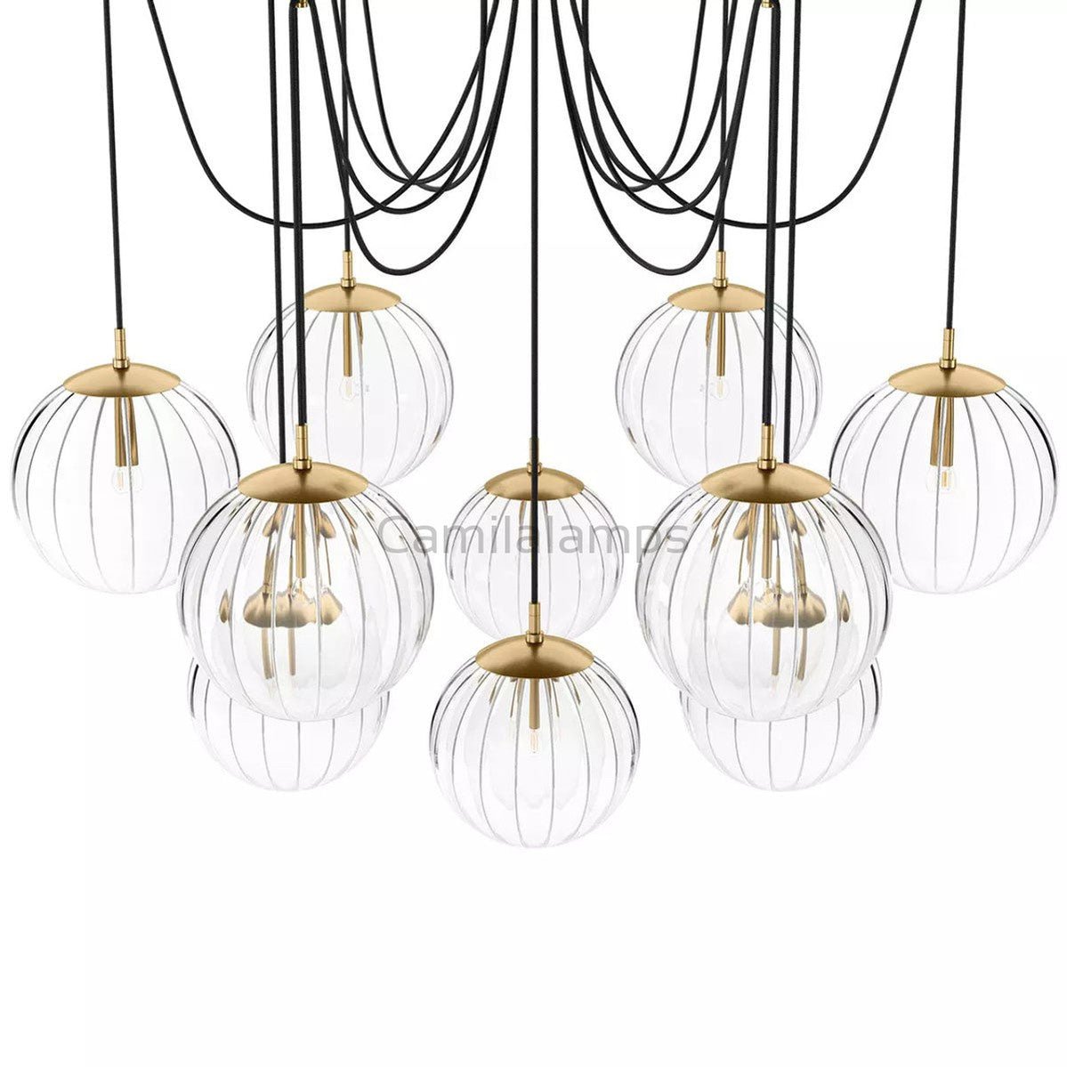 Art Crystal Ball Spider Chandelier Clear Ribbon Glass - Camilalamps - CA - SP - 10073