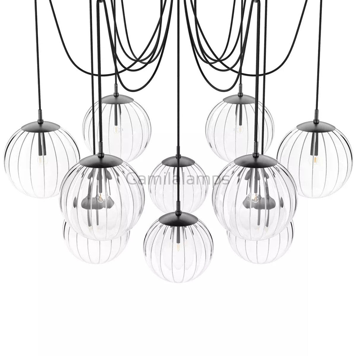 Art Crystal Ball Spider Chandelier Clear Ribbon Glass - Camilalamps - Ca-1SP-110073