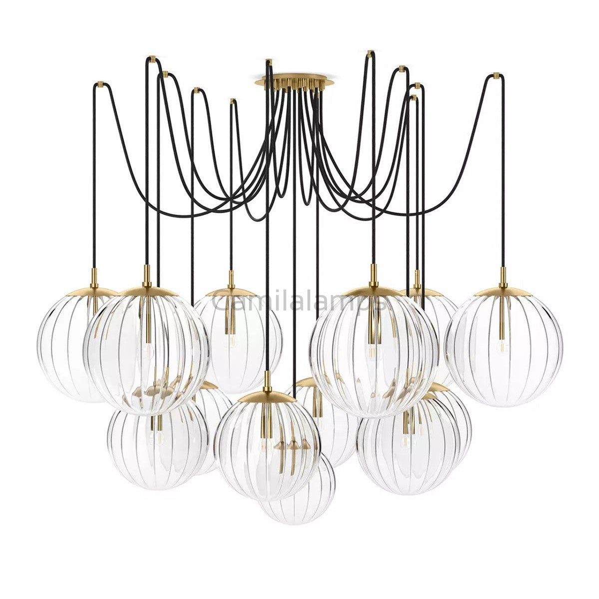 Art Crystal Ball Spider Chandelier Clear Ribbon Glass - Camilalamps - Ca-1SP-110073