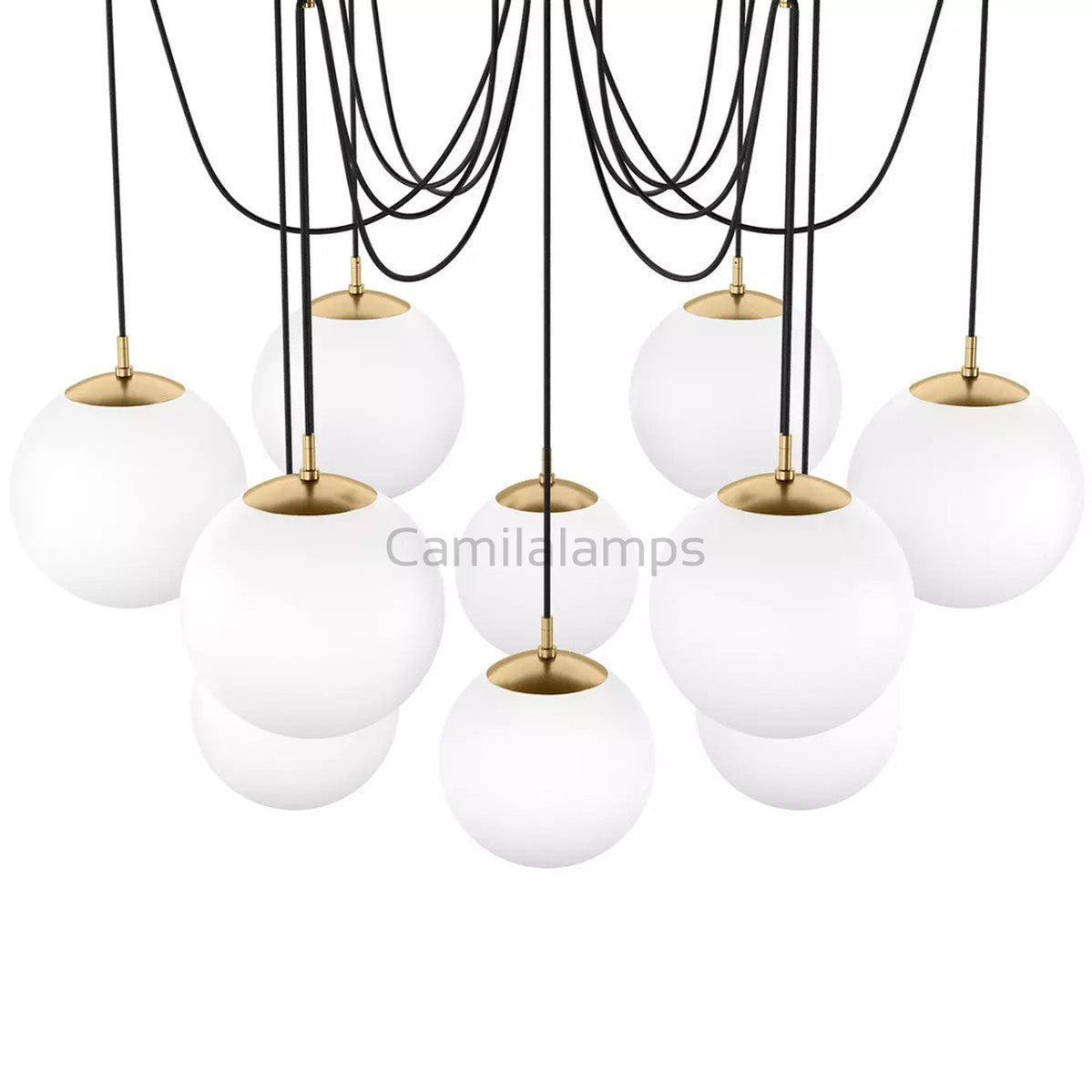 Art Crystal Ball Spider Chandelier Opal Matte Glass - Camilalamps - CA - SP - 10072