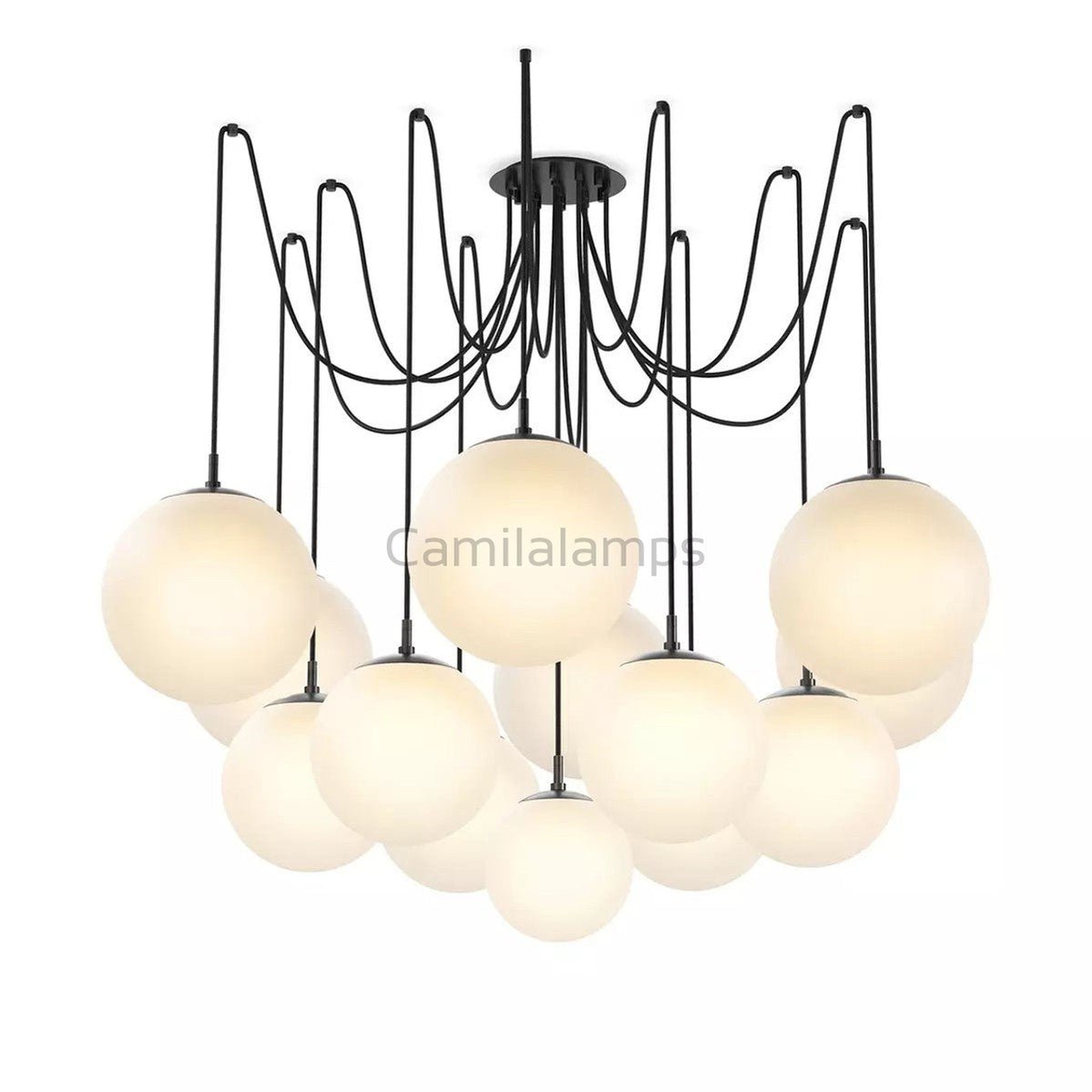 Art Crystal Ball Spider Chandelier Opal Matte Glass - Camilalamps - Ca-1SP-110071