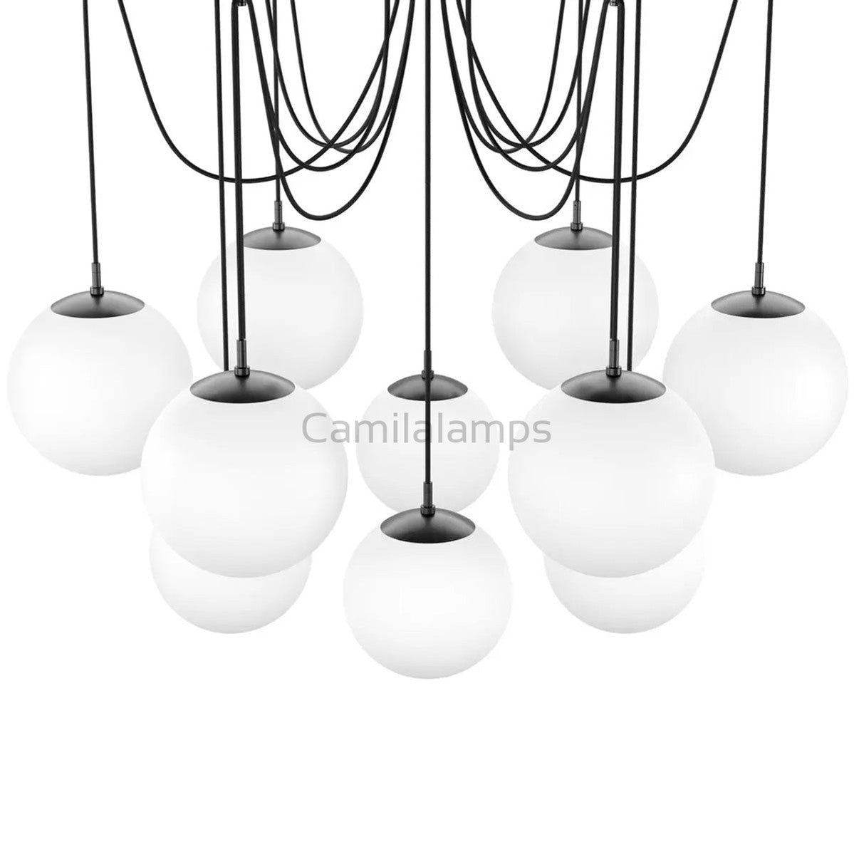 Art Crystal Ball Spider Chandelier Opal Matte Glass - Camilalamps - Ca-1SP-110071