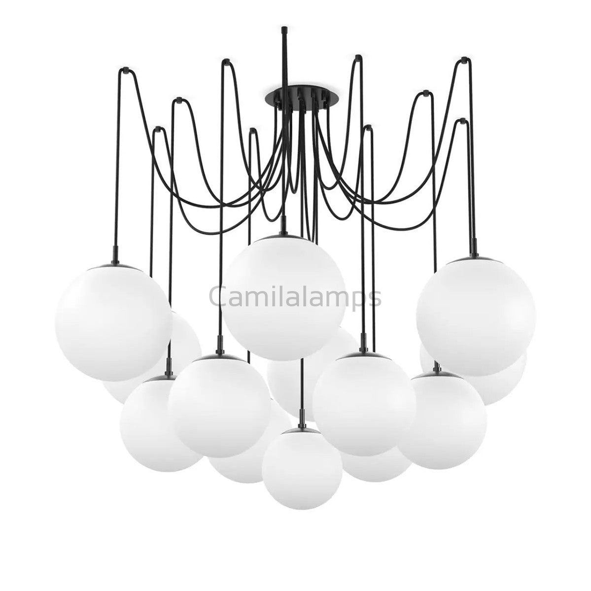 Art Crystal Ball Spider Chandelier Opal Matte Glass - Camilalamps - Ca-1SP-110071