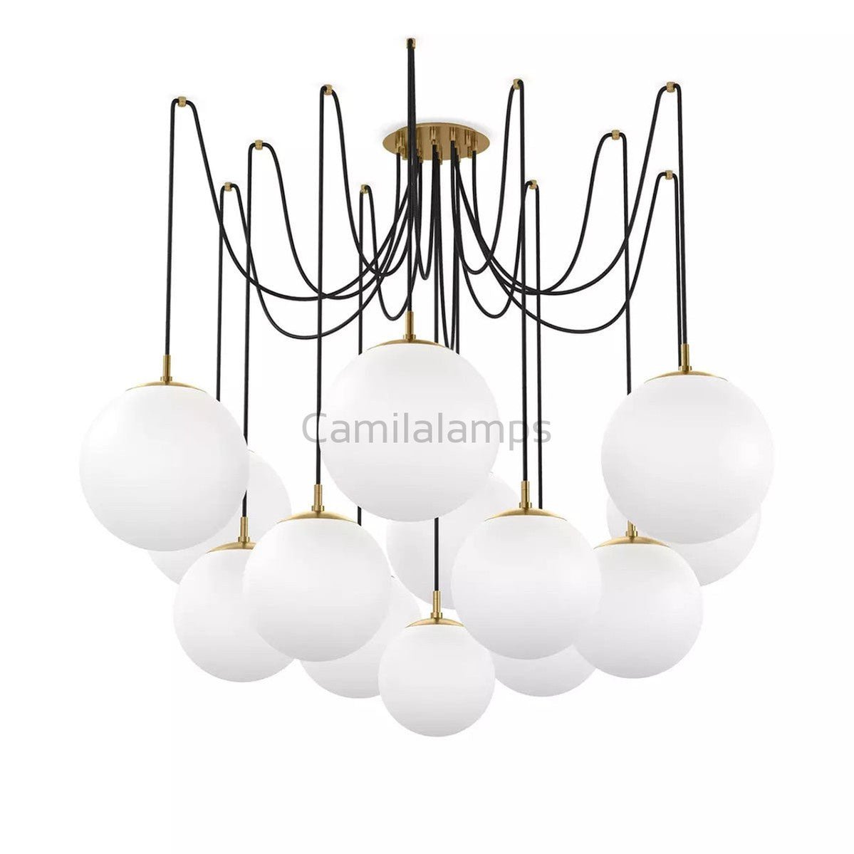 Art Crystal Ball Spider Chandelier Opal Matte Glass - Camilalamps - Ca-1SP-110071