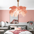 Art Deco Colorized Feather Brass Branch Chandelier - Camilalamps - ILC0503