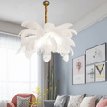 Art Deco Colorized Feather Brass Branch Chandelier - Camilalamps - ILC0503