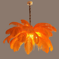 Art Deco Colorized Feather Brass Branch Chandelier - Camilalamps - ILC0504