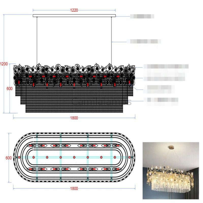 Art Round & Linear Crystal Branch Chandelier - Camilalamps - CAM - Fl - 09