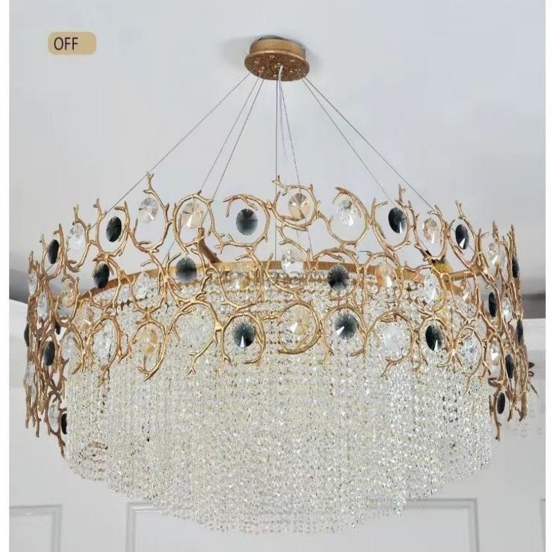 Art Round & Linear Crystal Branch Chandelier - Camilalamps - CAM - Fl - 06