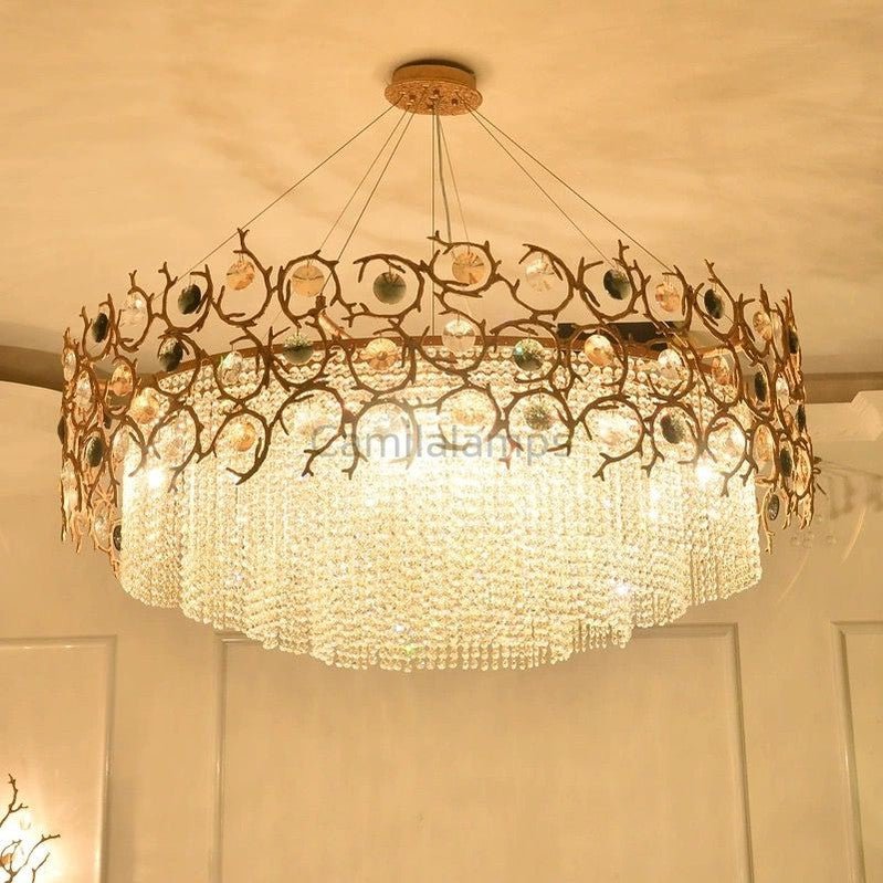 Art Round & Linear Crystal Branch Chandelier - Camilalamps - CAM - Fl - 08