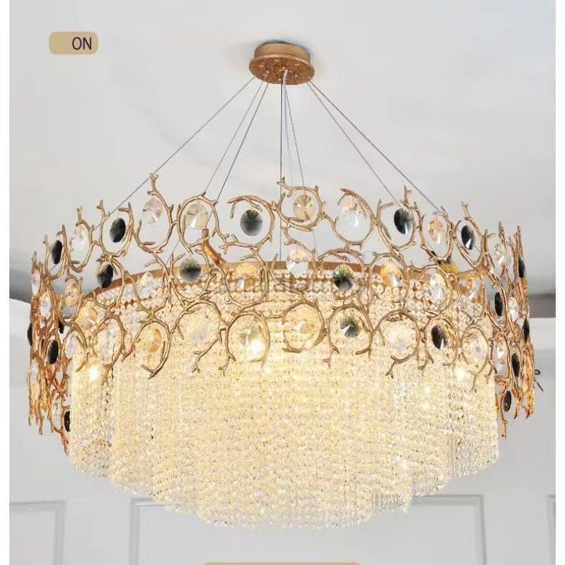 Art Round & Linear Crystal Branch Chandelier - Camilalamps - CAM - Fl - 06