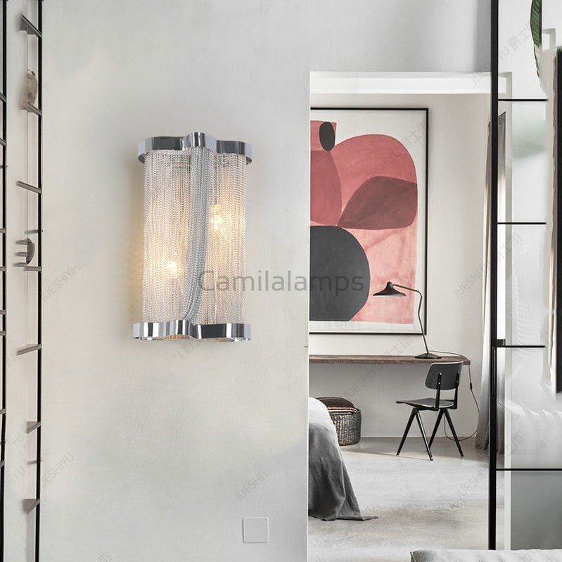 Ashlee Aluminum Chain Tassel Wall Sconce - Camilalamps - CA - A - 028