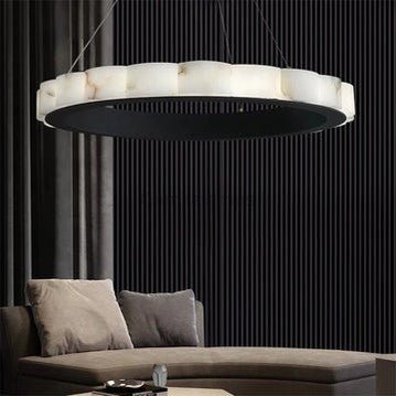 August Mordern Marble Round Chandelier Black - Camilalamps - AGU - 1
