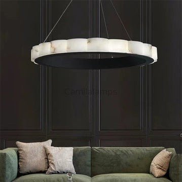 August Mordern Marble Round Chandelier Black - Camilalamps - AGU - 2