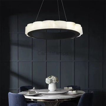 August Mordern Marble Round Chandelier Black - Camilalamps - AGU - 1