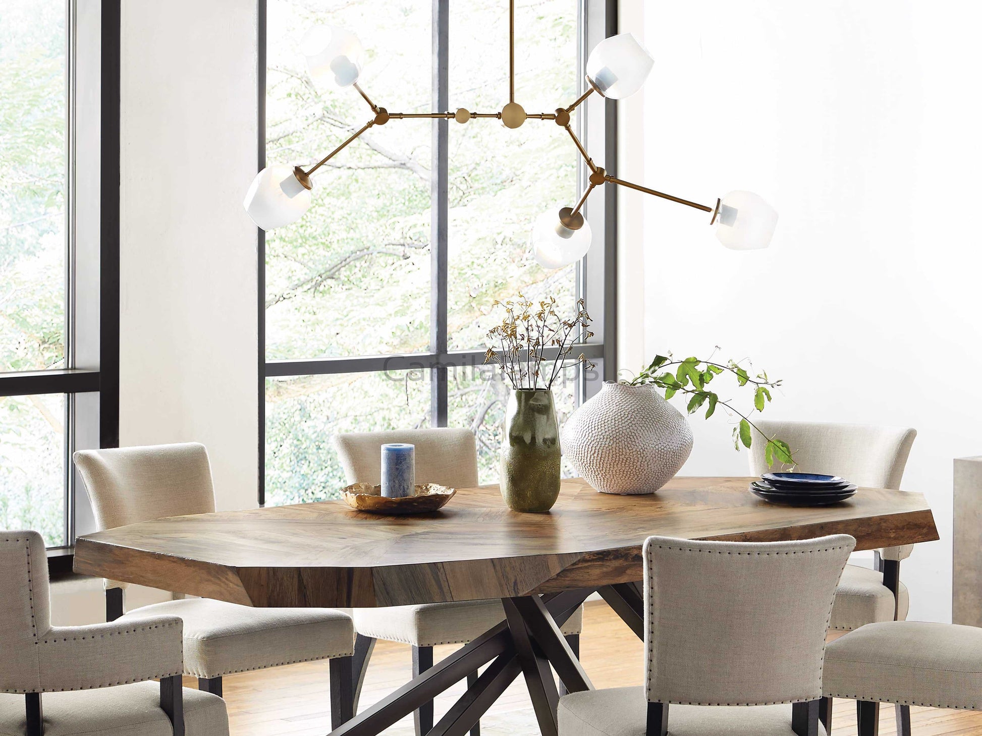 Aurelia Brass Linear Chandelier 52'' - Camilalamps - CaC1684